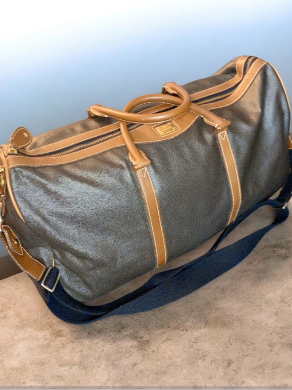 Vintage Pierre Balmain Paris Coated Canvas Duffle Weekender Bag